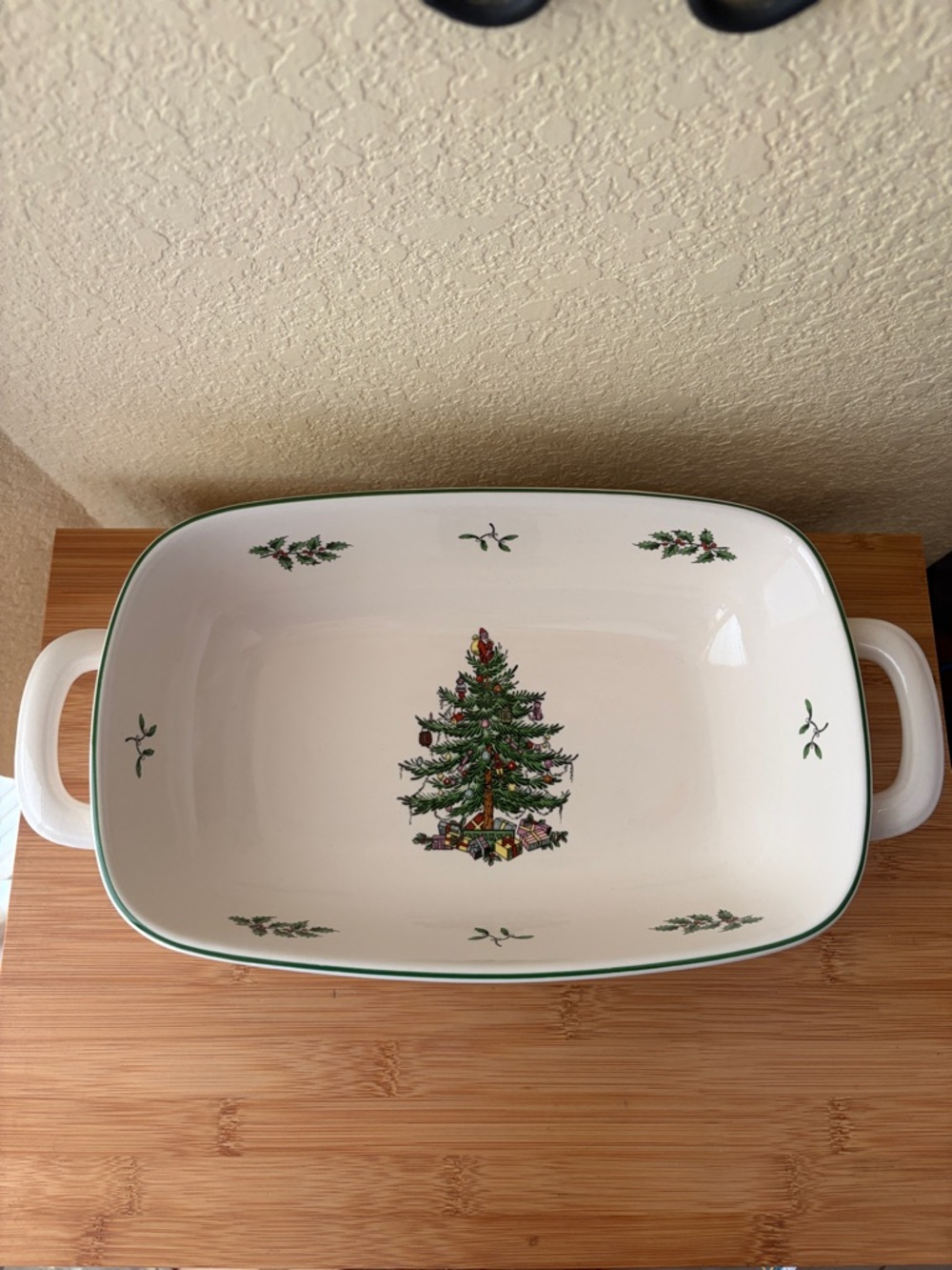Spode Holiday Ceramic Baking Dish with Christmas Tree